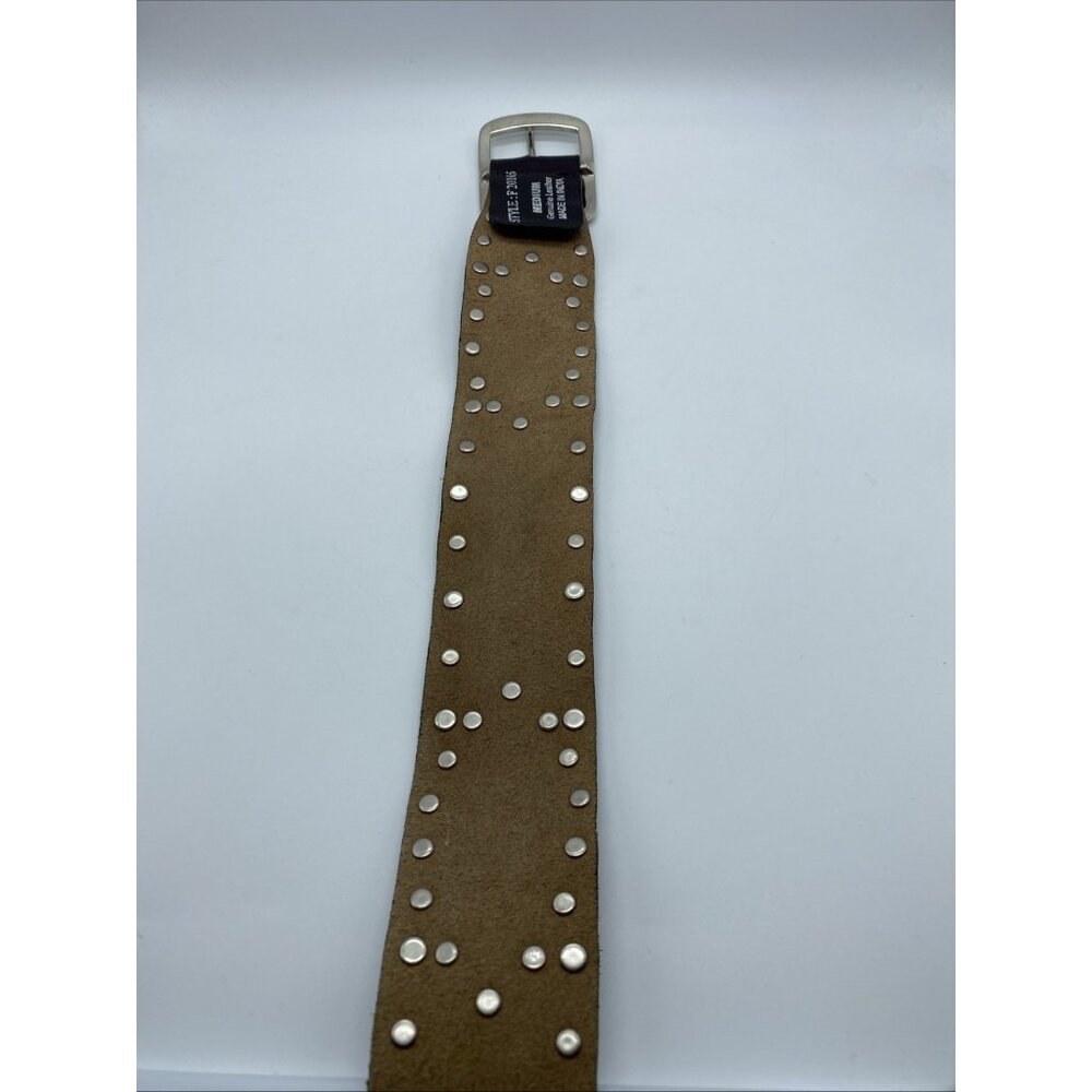 Brown Genuine Leather Belt F 20105 Women's Size M Stones, and Rivets - Picture 9 of 13
